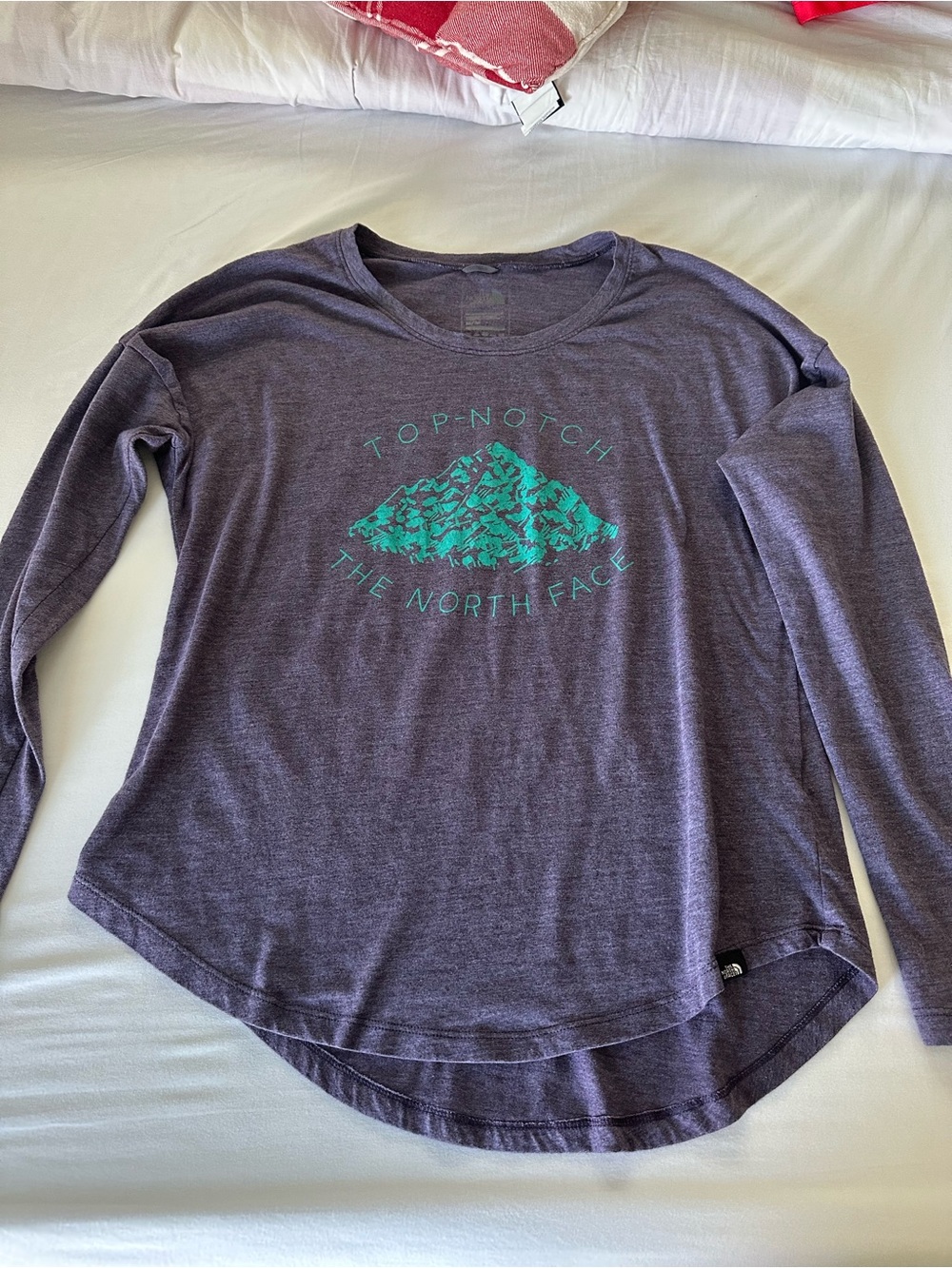 The North Face Purple Long Sleeve Tee with Teal Mountain Logo - Picture 2 of 9